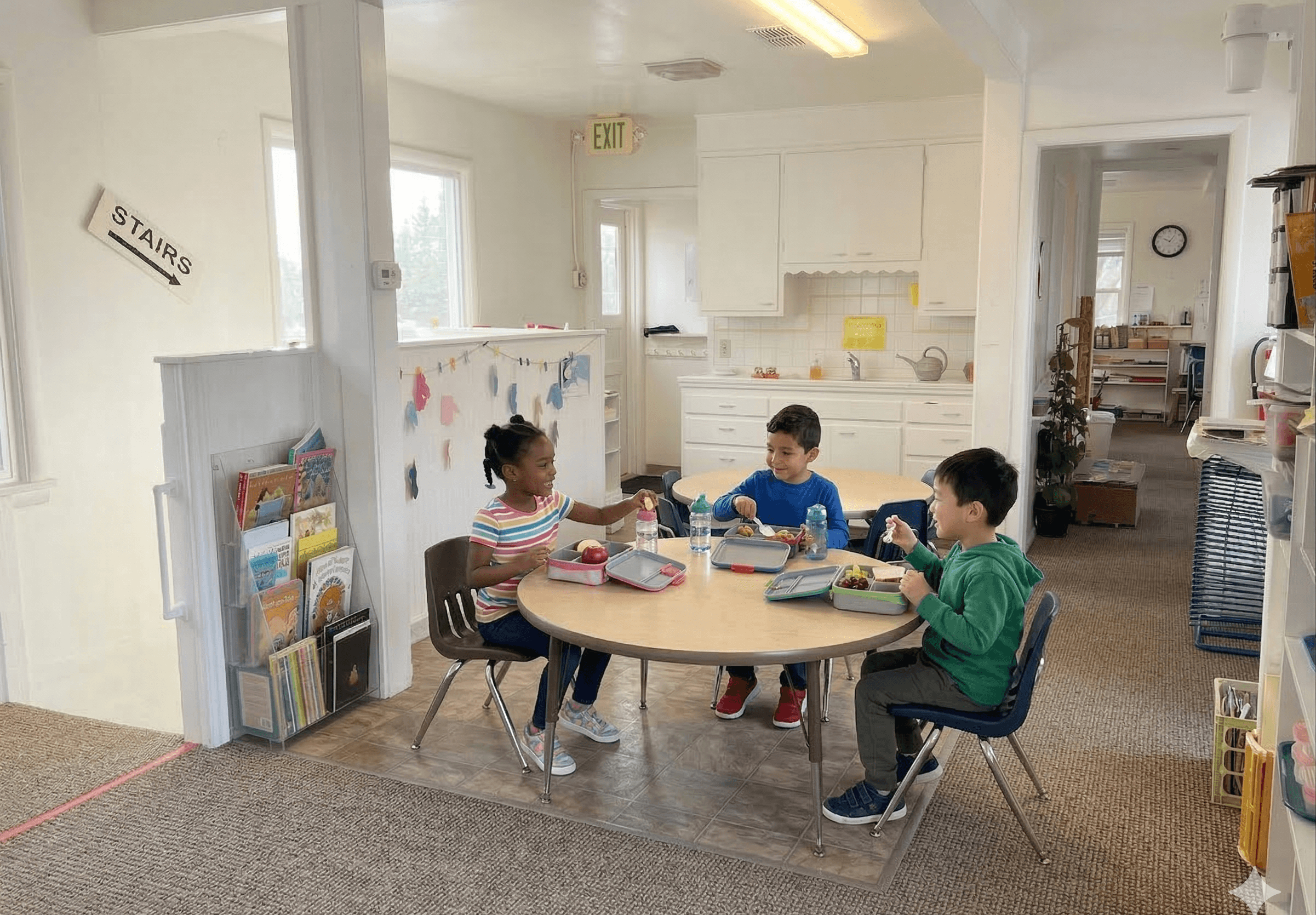 Children eating lunch together